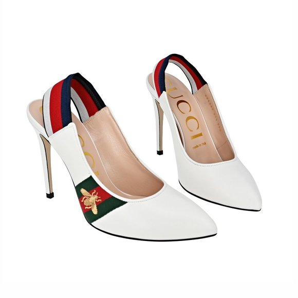 Gucci Shoes - Gucci Sylvie Leather Web Slingback Pumps